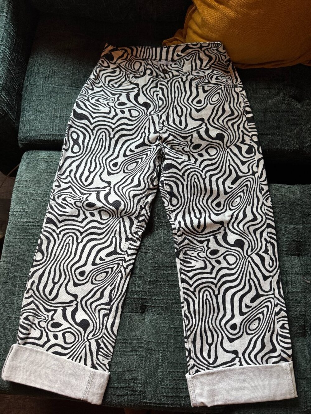 Marble Denim Jeans The Ragged Priest size 28 black and white